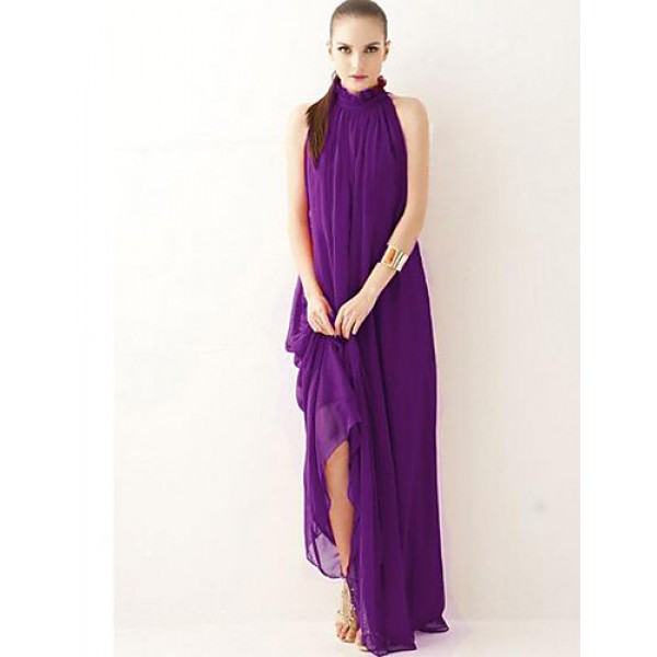 Women's Sexy Casual Party Maxi Inelastic Sleeveless Maxi Dress (Chiffon)