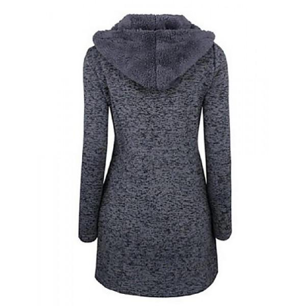 Women's Going out / Casual/Daily /Street chic / Chinoiserie Coat,Solid V Neck Long Sleeve Winter Blue BN0889