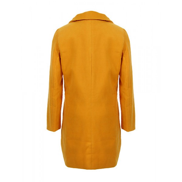 Women's Plus Size Coat,Solid Asymmetrical Long Sleeve Winter Blue / Black / Yellow Others Medium