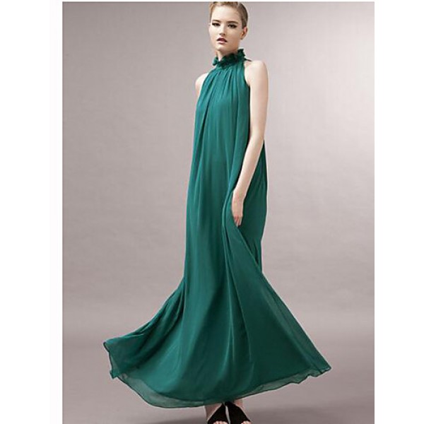 Women's Sexy Casual Party Maxi Inelastic Sleeveless Maxi Dress (Chiffon)