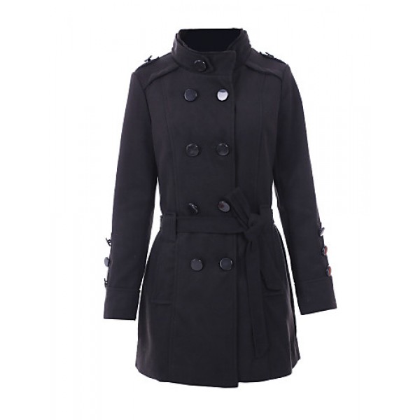 New WomenWoolen Coat Winter Slim Double Breasted Overcoat Winter Coats Long Outerwear for Women