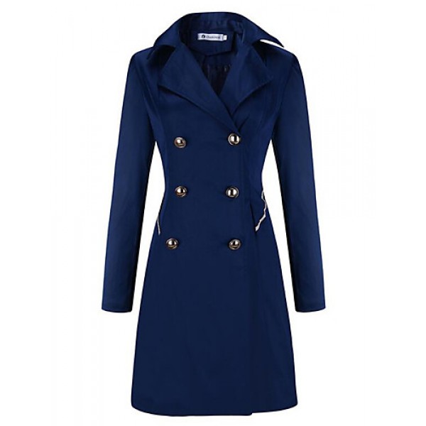 Women's Casual/Daily Sophisticated Coat,Solid Peaked Lapel Long Sleeve Winter Blue / Beige / Black Others Thick