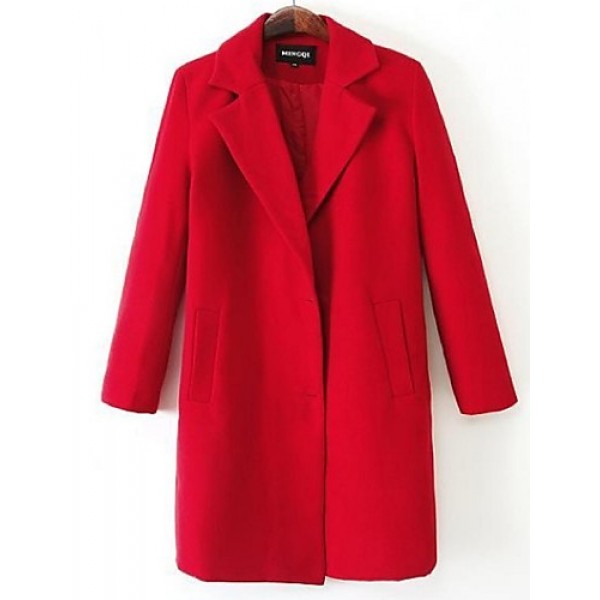 Women's Casual/Daily Plus Size Pea Coats...