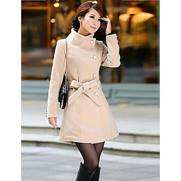 Women's Vintage / Cute Trench Coat,Solid...