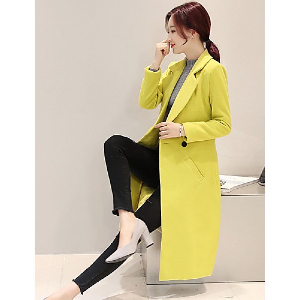 Fall Winter Going out Casual Women's Coat Solid Color Suit Collar Long Sleeve Long Section Maone Overcoat More Colors