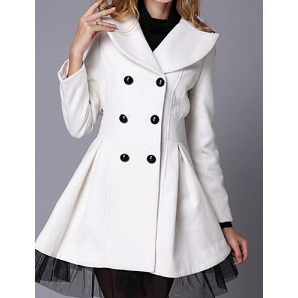 New Women Slim Fit double-breasted wool Trench Coat Casual Outwear