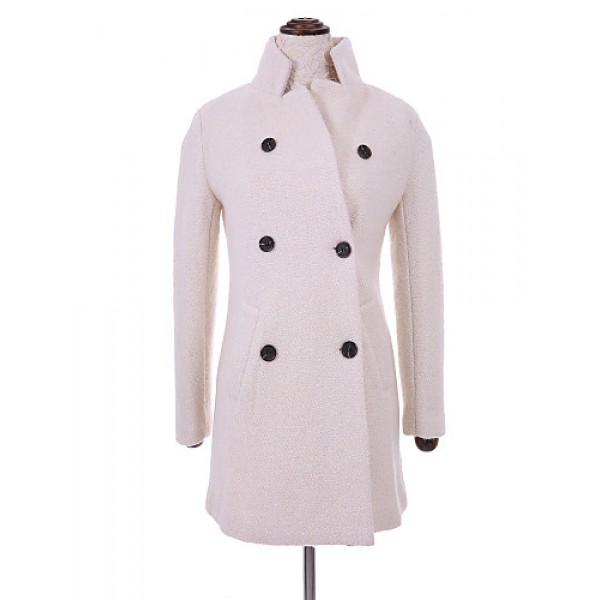 Women's Plus Size Coat,Solid Long Sleeve Winter Beige Thick