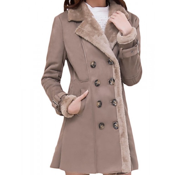 Women's Plus Size Simple Fur Coat,Solid ...