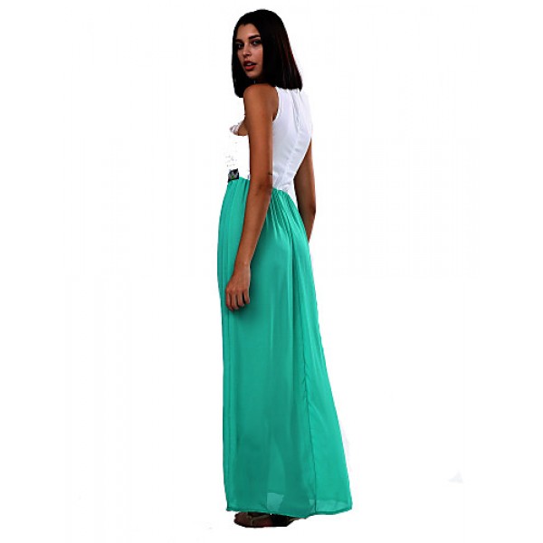 Women's Sexy Casual Cute Maxi Plus Sizes Inelastic Sleeveless Dress (Chiffon)