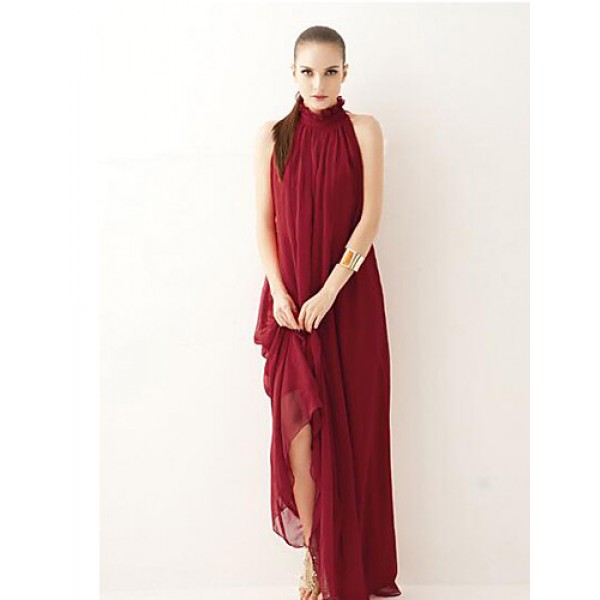 Women's Sexy Casual Party Maxi Inelastic Sleeveless Maxi Dress (Chiffon)