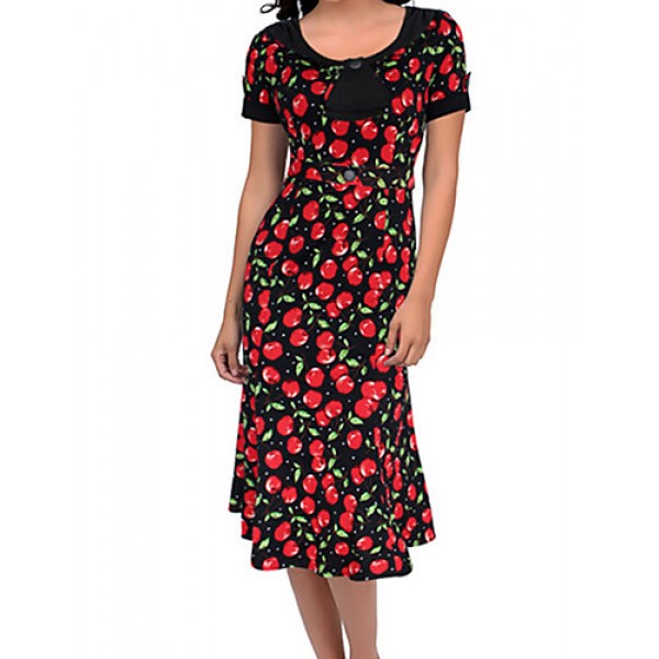 Women's Work Plus Size Dress,Print Round...