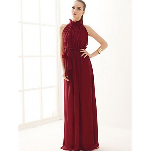 Women's Sexy Casual Party Maxi Inelastic Sleeveless Maxi Dress (Chiffon)