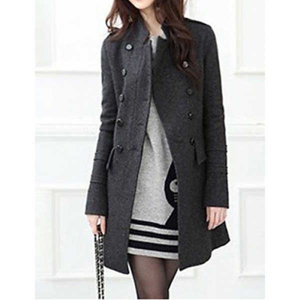 Women cultivate one's morality double-breasted woolen cloth long-sleeved jacket Leisure fashion winter warm coat HOUTW20